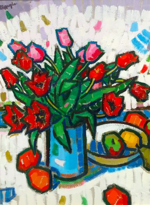 JOAN GILLESPIE - tulips and fruits